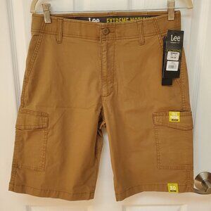 Lee Extreme Motion Mens Cargo shorts NWT Size 30 - 2 pairs Grey & Carmel Tan